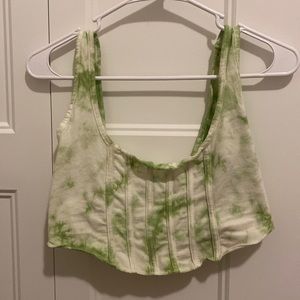 Missguided green tie dye corset crop top